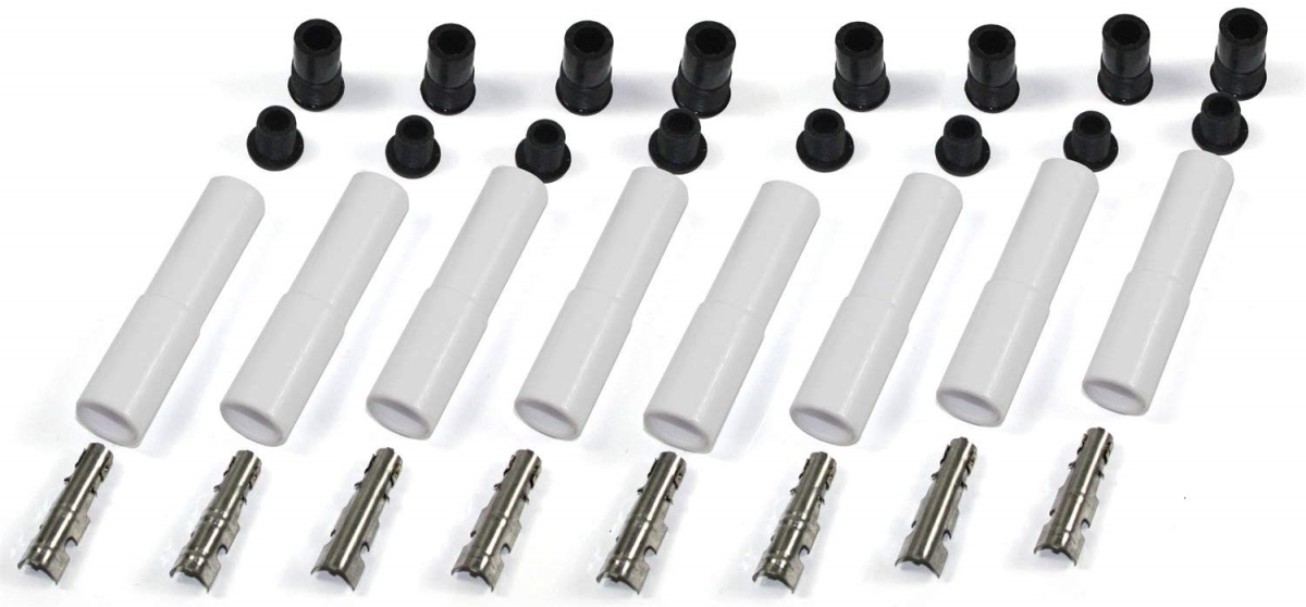 8502HT-8 White Straight Ceramic Spark Plug Boot Kit - Pack of 8