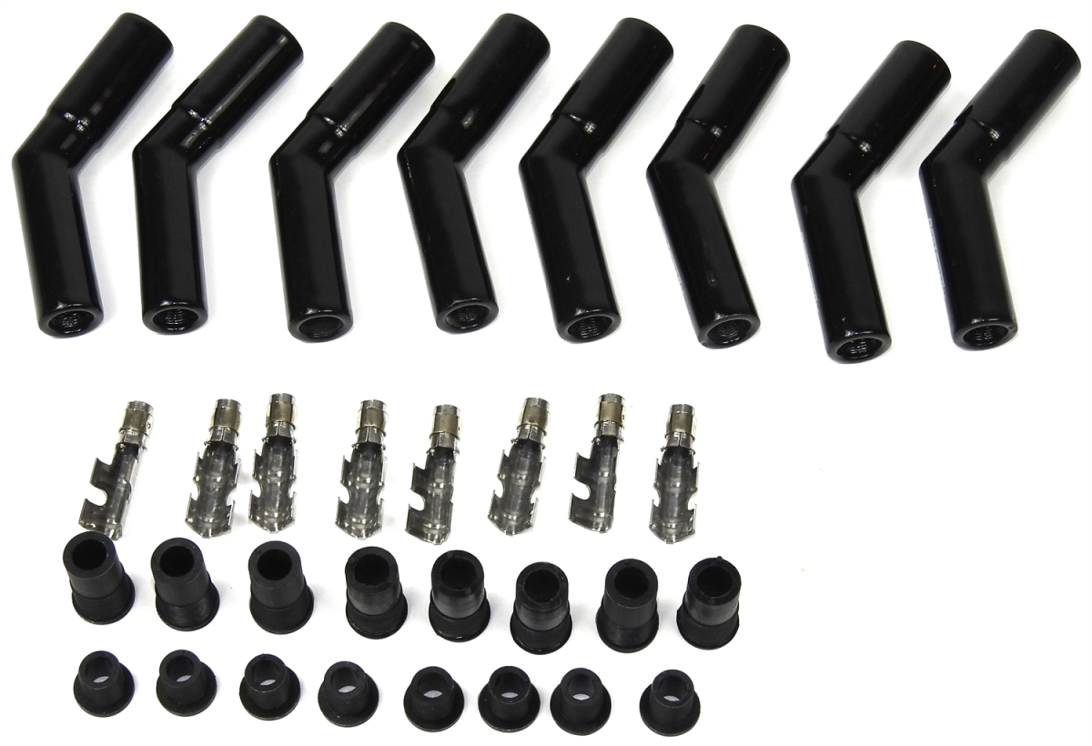 8563HT-8 Black 45 deg Ceramic Spark Plug Boot Kit - Pack of 8