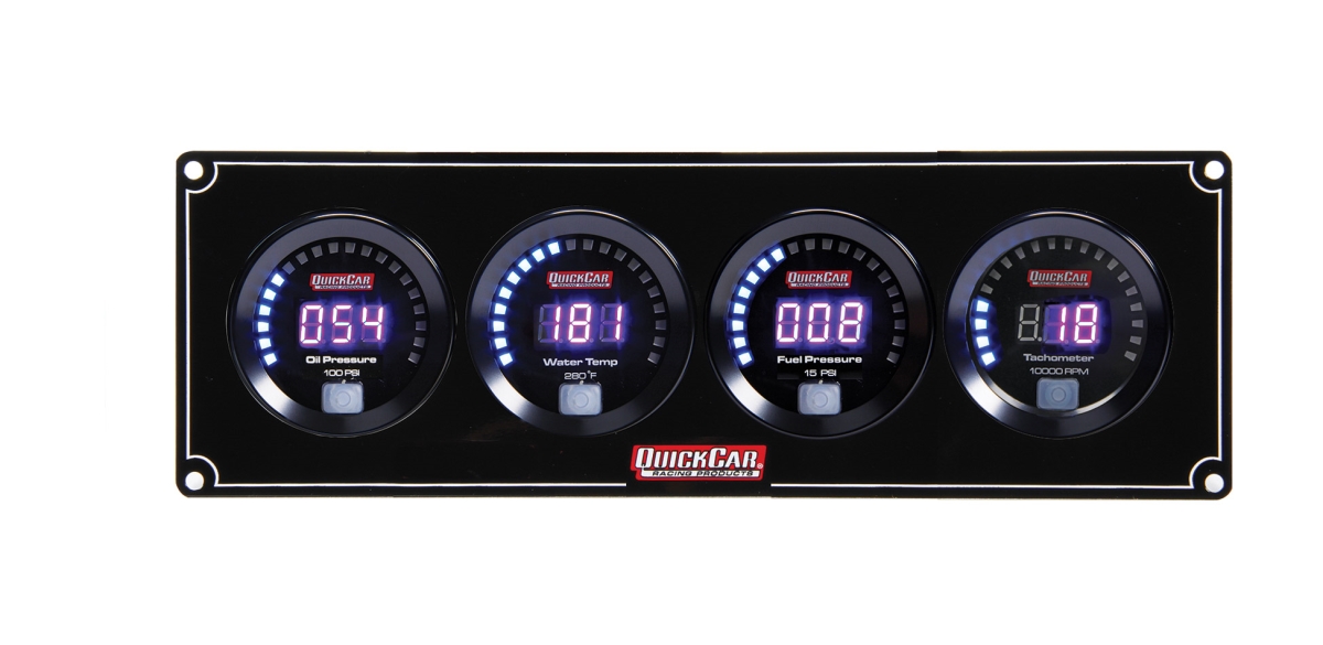 67-3042 3 Gauge Digital Panel - Oil Pressure, Water Temperature & Fuel Pressure with Techometer -  QUICKCAR RACING PRODUCTS, QRP67-3042
