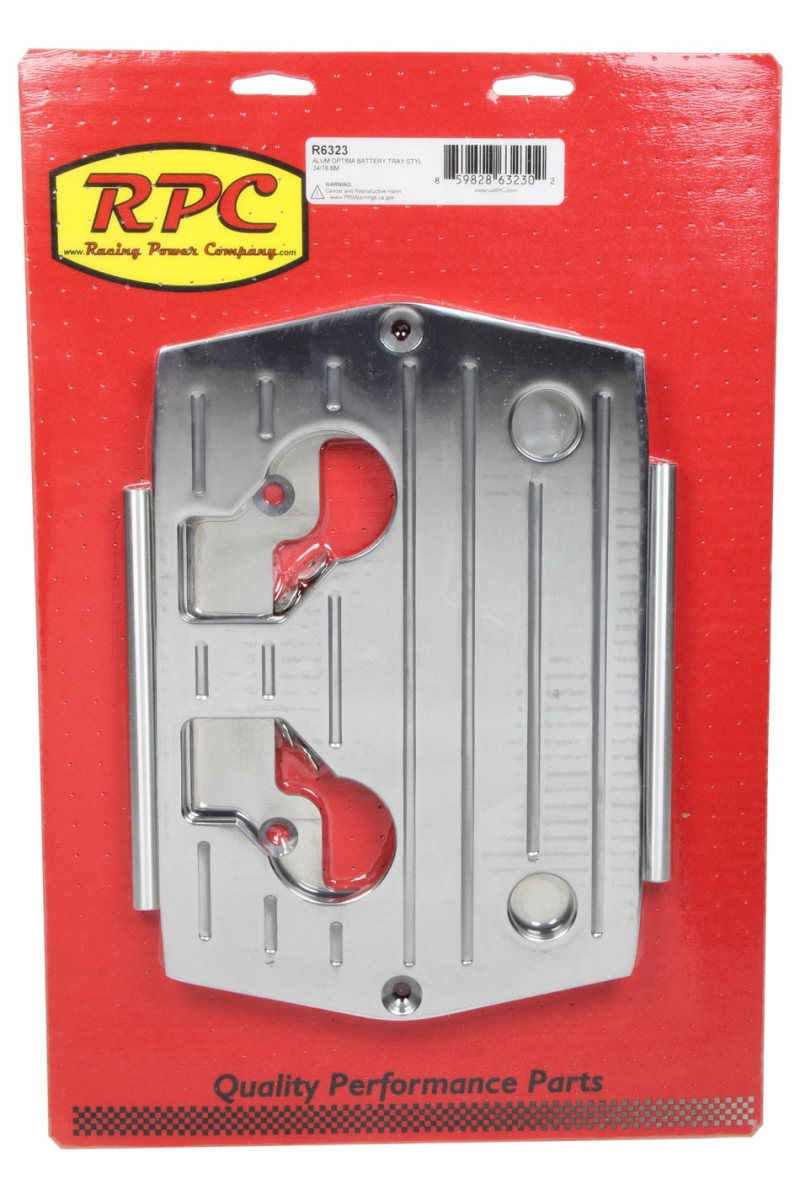 RPCR6323 11.437 x 7.687 in. 34-78 Type Aluminum Ball Milled Battery Tray with Optima Top Batteries, Blue, Red & Yellow -  RACING POWER
