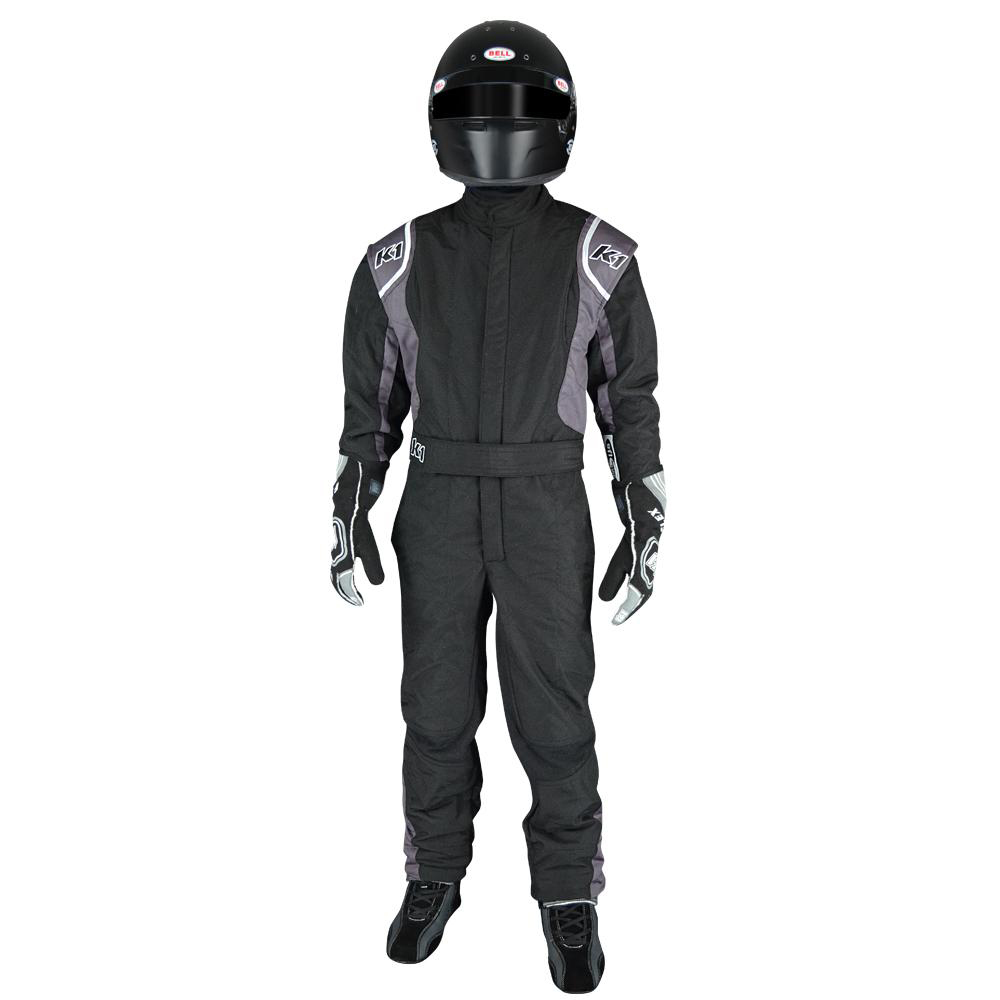 Precision II Youth Racing Suit - Black & Grey - 2XS - SFI Rated