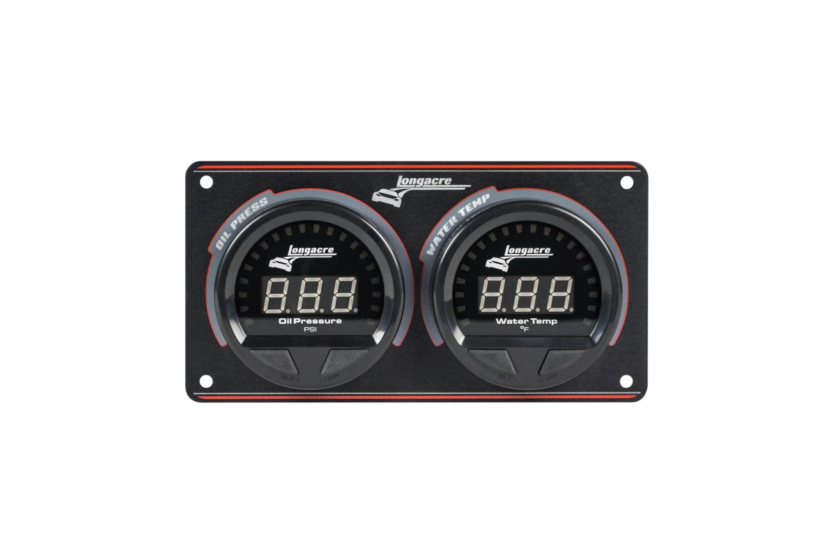 Waterproof LED 2 Gauge Panel Assembly with Oil Pressure Water Temperature - Black