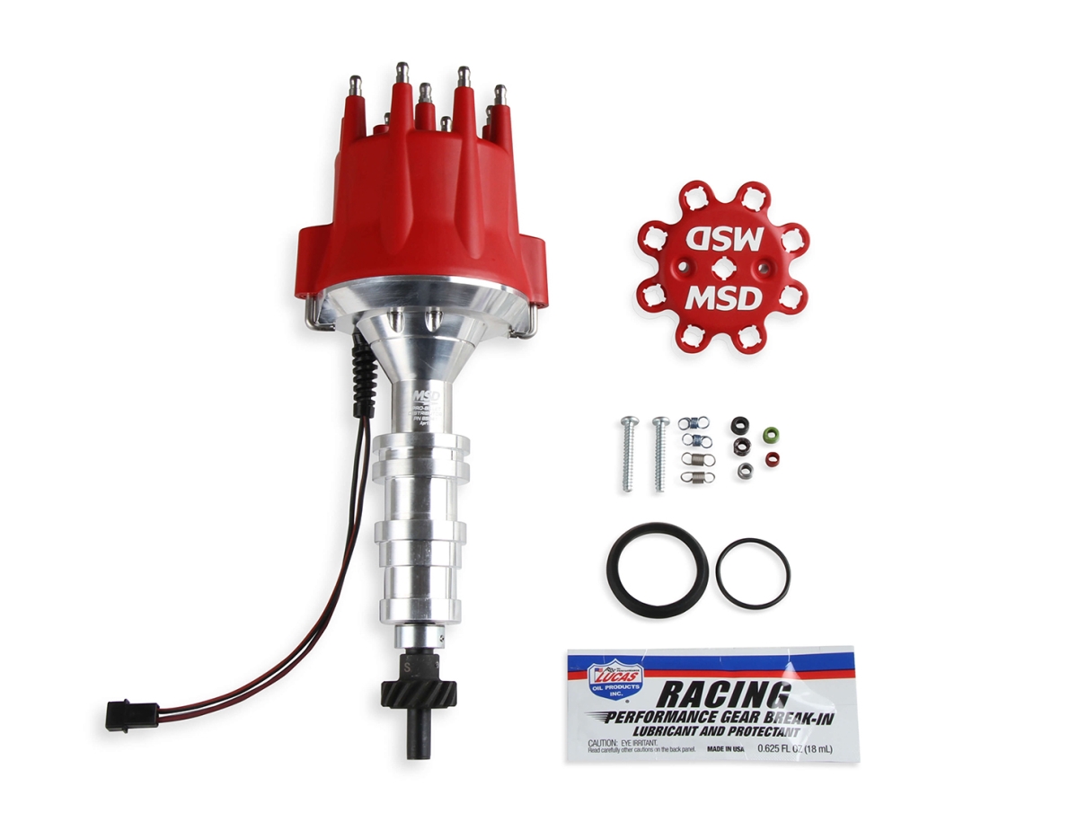 MSD Ignition MSD85941 HEI Style Terminal Pro-Billet Magnetic Pickup Distributor for Ford FE-Series - Red