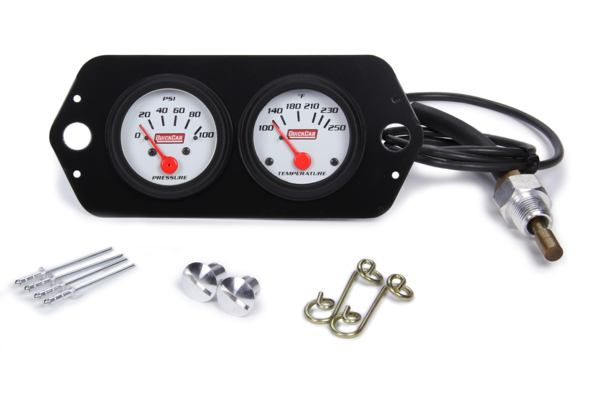 QRP61-2204 2 in. Open Wheel Gauge Panel Assembly with Oil Pressure & Water Temperature - White