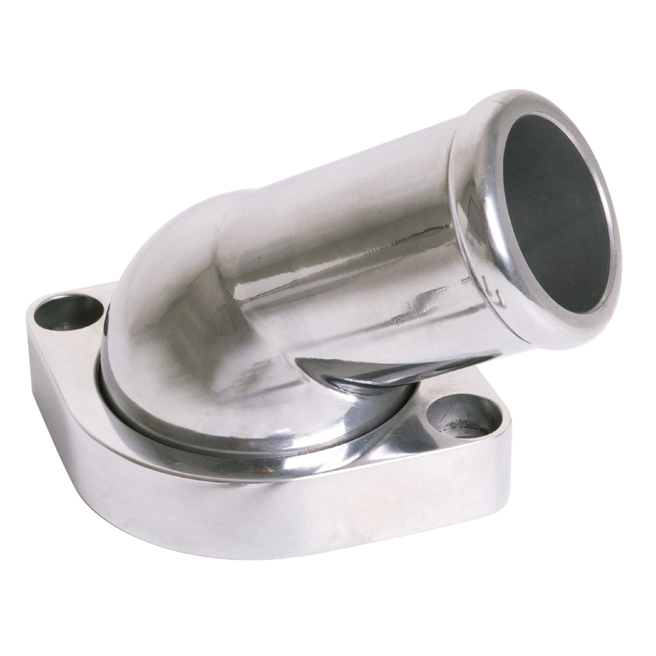 RPCR6213 1.5 in. Hose 45 deg O-Ring, Stainless Steel Water Neck for GM LS-Series, Polished