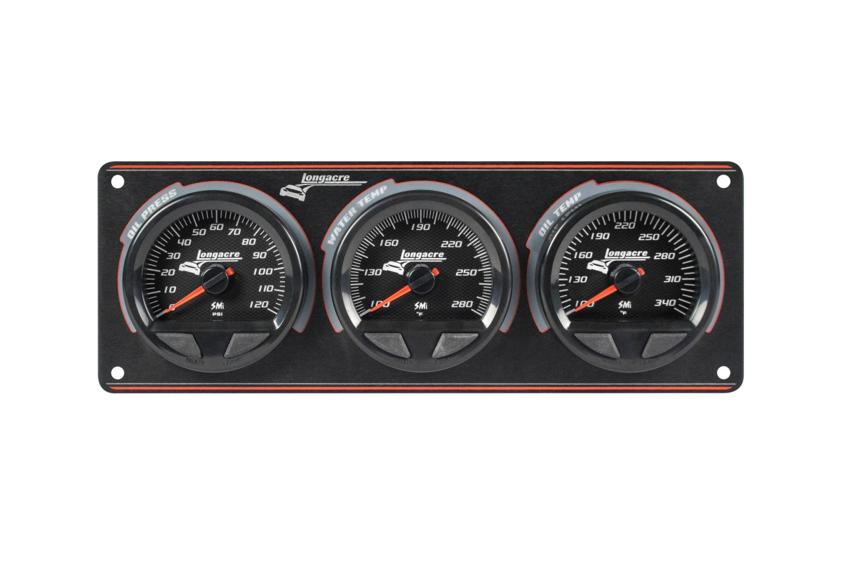 Waterproof SMI 3 Gauge Panel Assembly with Oil Pressure & Water Temperature - Black