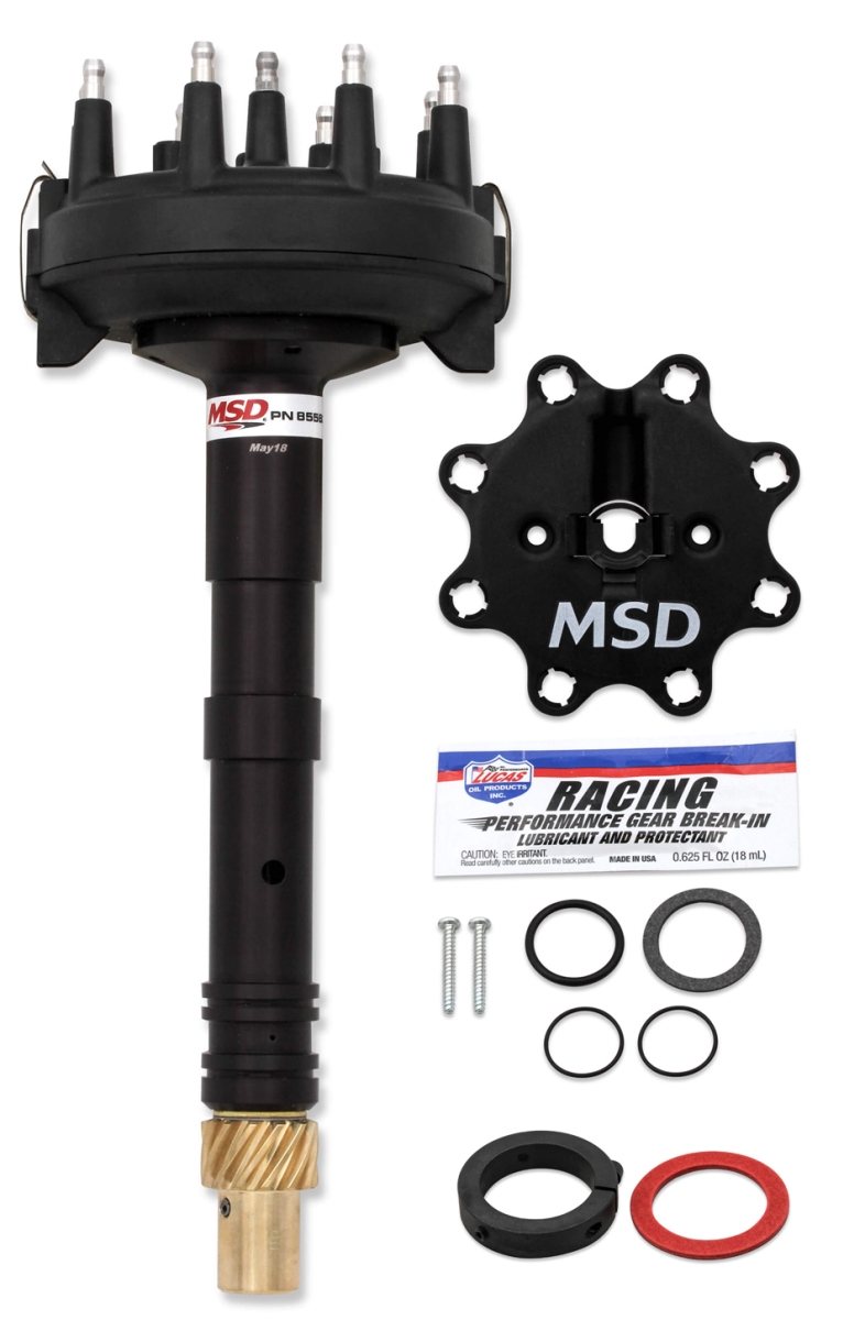 MSD Ignition MSD85583 Crank Trigger Pickup HEI Style Terminal Low Profile Distributor for Tall Block Chevy V8 - Black