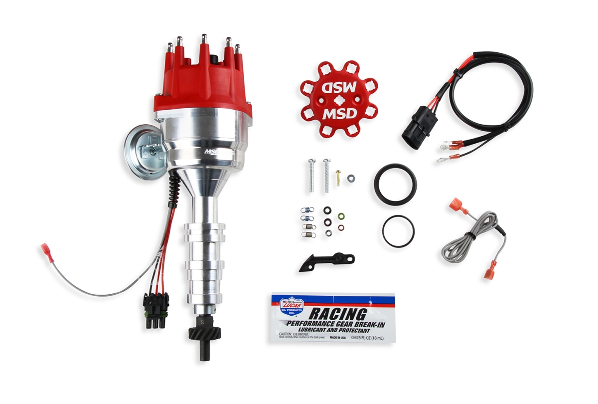 MSD Ignition MSD85951 HEI Style Terminal Pro-Billet Ready-To-Run Magnetic Pickup Distributor for Ford FE-Series - Red