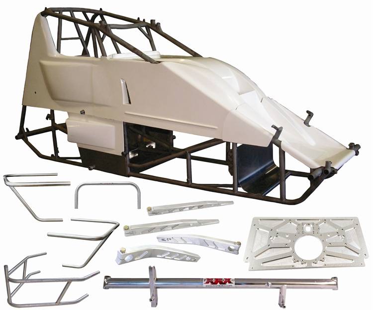 TXRSC-CH-1003-87-2H-BLK 2 in. X Wedge Plus Chassis Kit with 87-40, Black Body & Tin for Triple X Sprint Car, Natural -  TRIPLE X RACE COMPONENTS