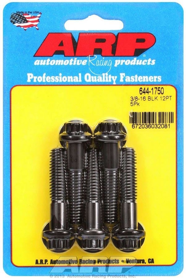 0.375-16 x 1.750 in. Thread 12 Point Head Bolt, Black Oxide - Set of 5