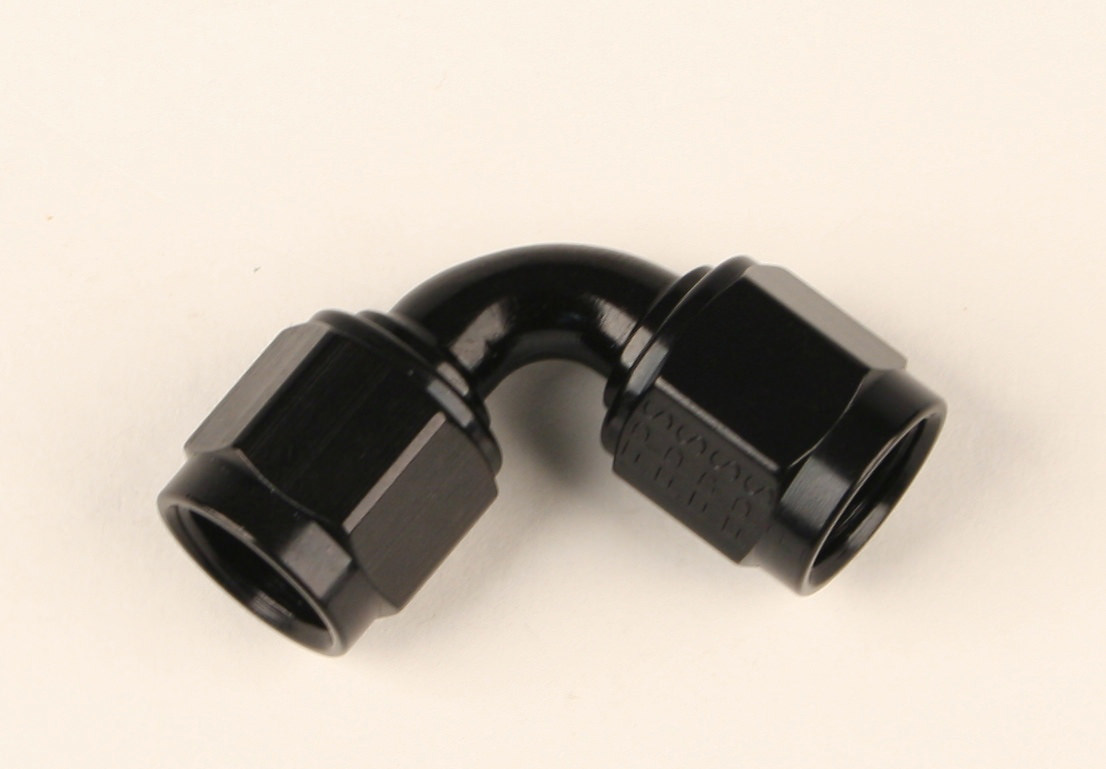 4AN Female to 4AN Female 90 deg Fitting Adapter - Black Anodize