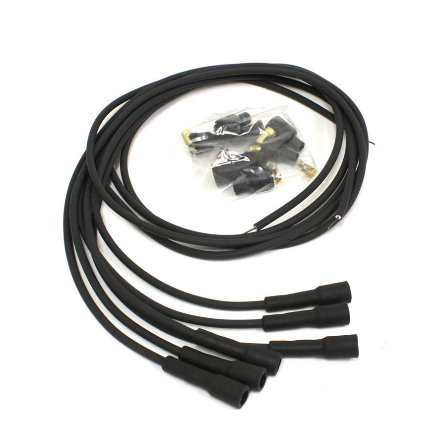 PRT706180 7 mm Flame-Thrower Spark Plug Wire Set with Straight Plug Boots Socket Style for 6-Cylinder, Black