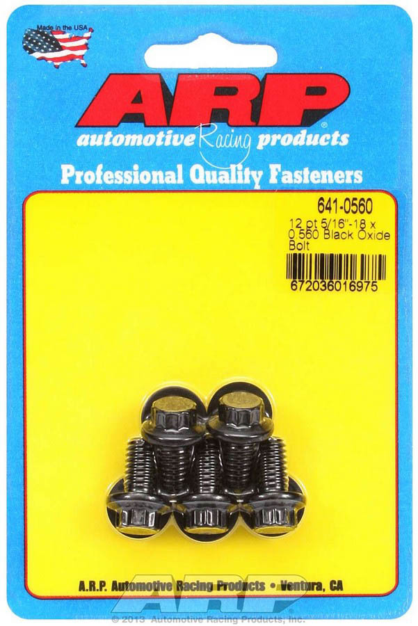 0.312-18 x 0.560 in. Thread 12 Point Head Bolt, Black Oxide - Set of 5