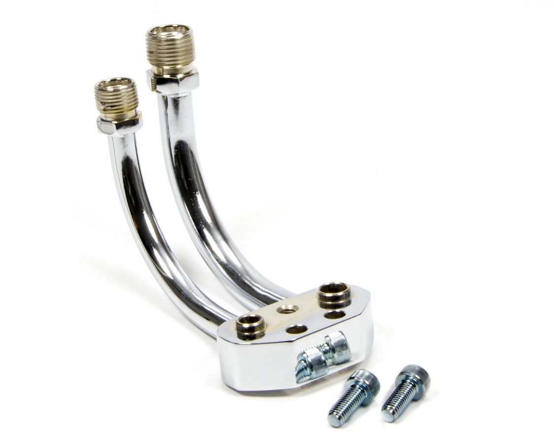 Air Sanden 7176 Conditioning Compressor Manifold with 8AN Inlet & 10AN Outlet, Chrome
