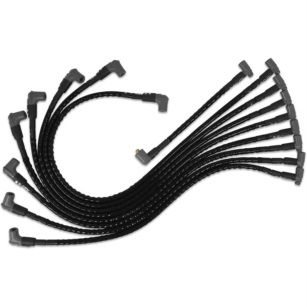 MSD Ignition MSD35591 8.5 mm Super Conductor Spiral Core Spark Plug Wire Set with 90 deg Boots HEI Style Terminal for Small Block Chevy, Black