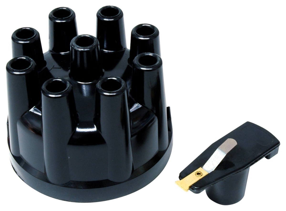 MSD Ignition MSD5506 Brass Terminal Socket Style Street Fire Cap & Rotor Kit for Ford V8 - Black