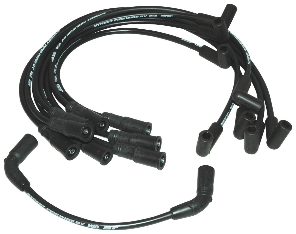 MSD Ignition MSD5575 8 mm Street Fire Spark Plug Wire Set for Terminals, GM LT-Series - Black