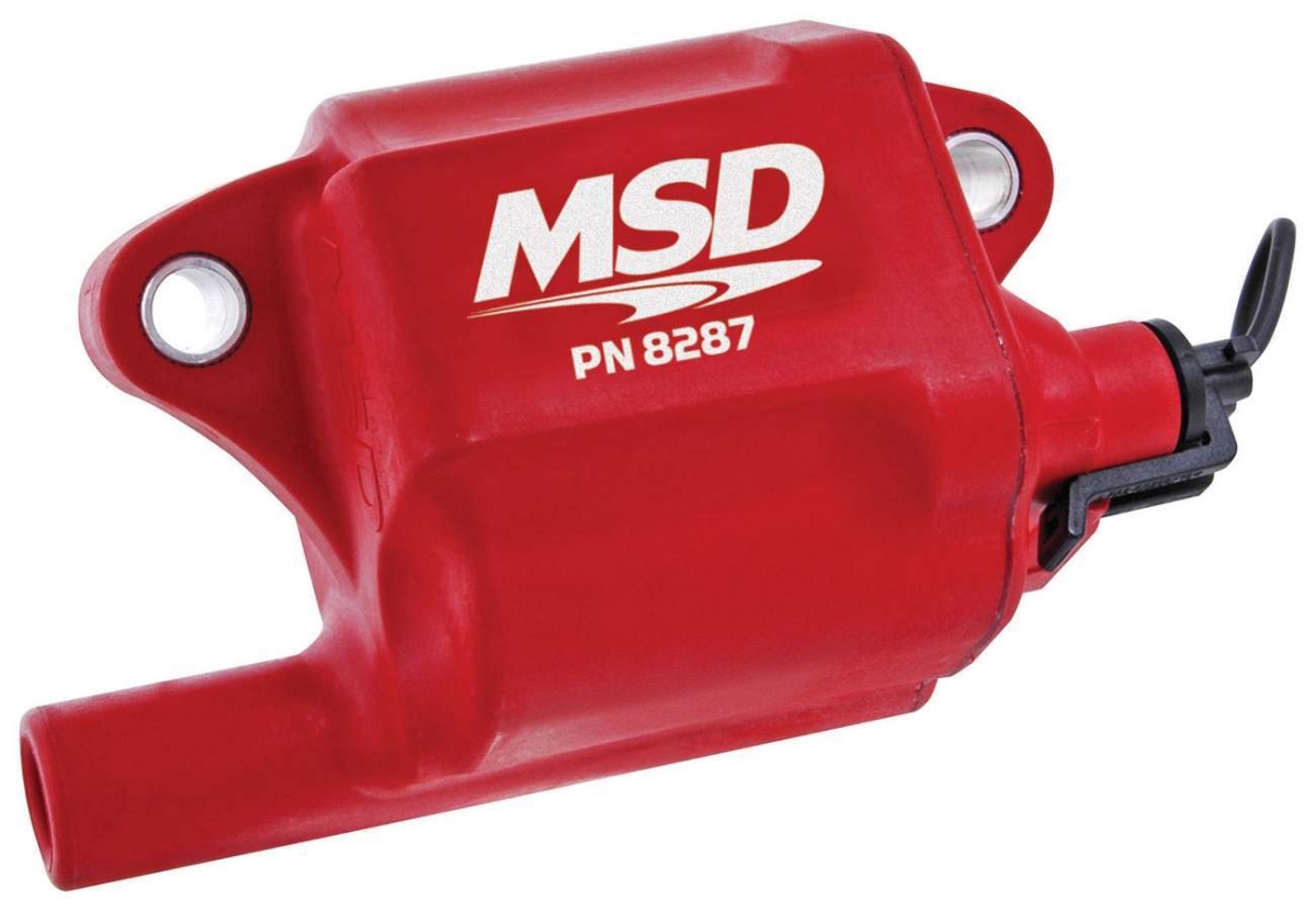 MSD Ignition MSD8287 0.480 Ohm Pro Power Multiple Spark Ignition Coil Pack with 40000V Female Socket for GM LS2-LS7-Series - Red