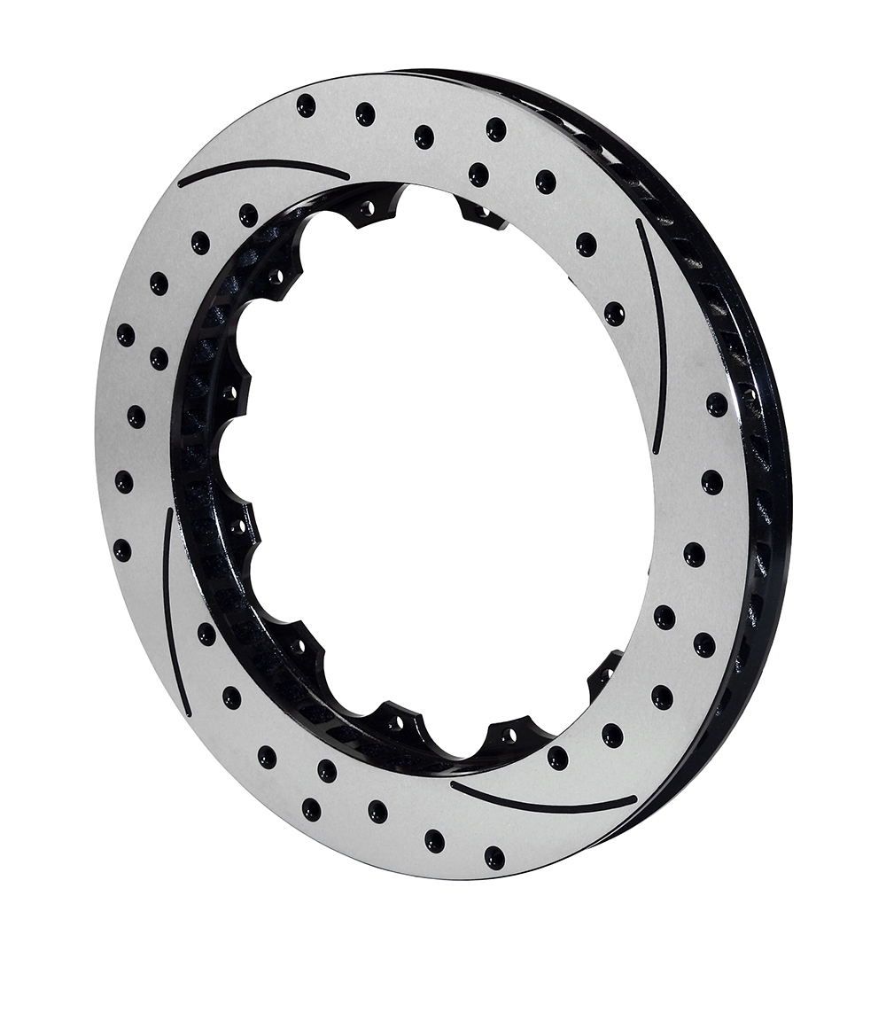 14 in. SRP Driver Side Directional & Drilled Slotted Brake Rotor, Black E-Coat
