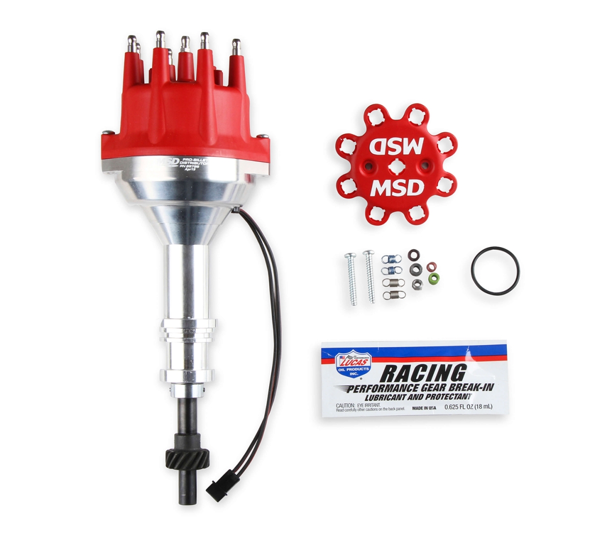MSD Ignition MSD85786 Pro-Billet Magnetic Pickup HEI Style Terminal Distributor for Small Block Ford - Red
