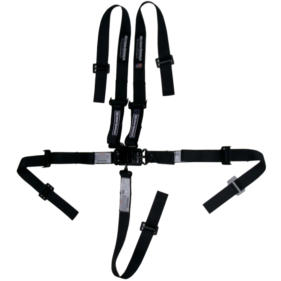 5 Point Latch & Link Pull Up Adjust Junior Harness with Bolt-On & Wrap Around - Black
