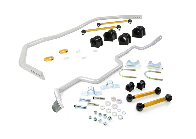 WHIBFK005 Front & Rear 4 Point Adjustable Sway Bar for 2005-2014 Ford Mustang - Silver Powder Coat