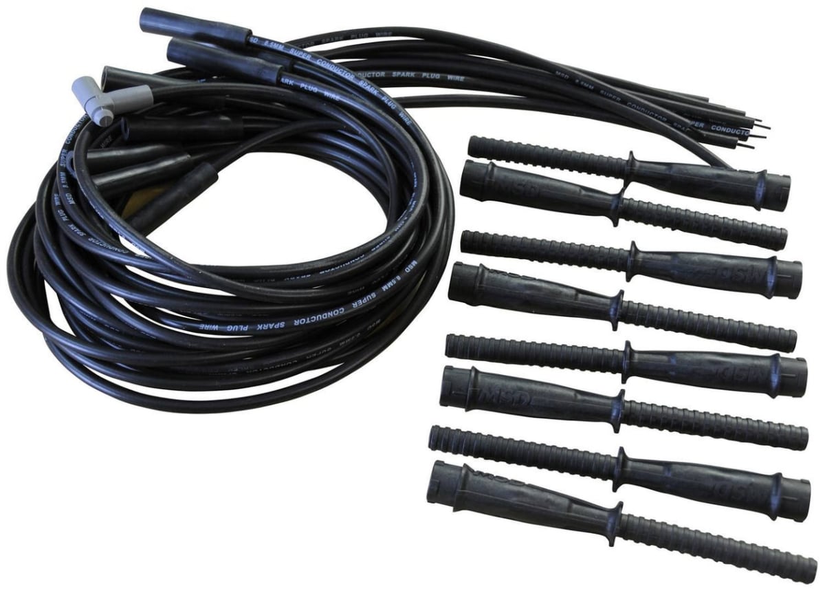 MSD Ignition MSD31523 8.5 mm Spark Plug Wire Set with HEI Style Terminal Cut-To-Fit V8, Black