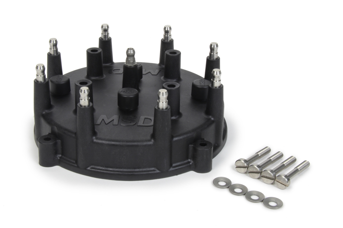 MSD Ignition MSD74083 HEI Style & Stainless Steel Terminal Pro-Cap Distributor for Ford V8 - Black
