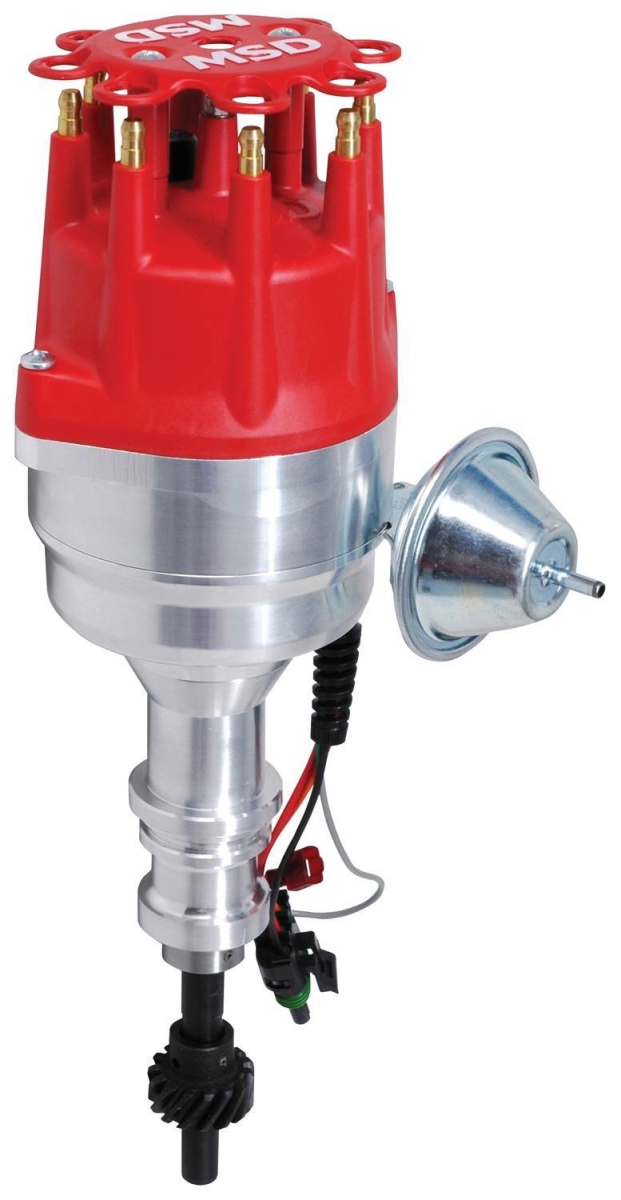 MSD Ignition MSD83501 Pro-Billet Ready-To-Run Magnetic Pickup HEI Style Terminal Distributor for Big Block Ford 351C-460 & Cleveland & Modified - Red