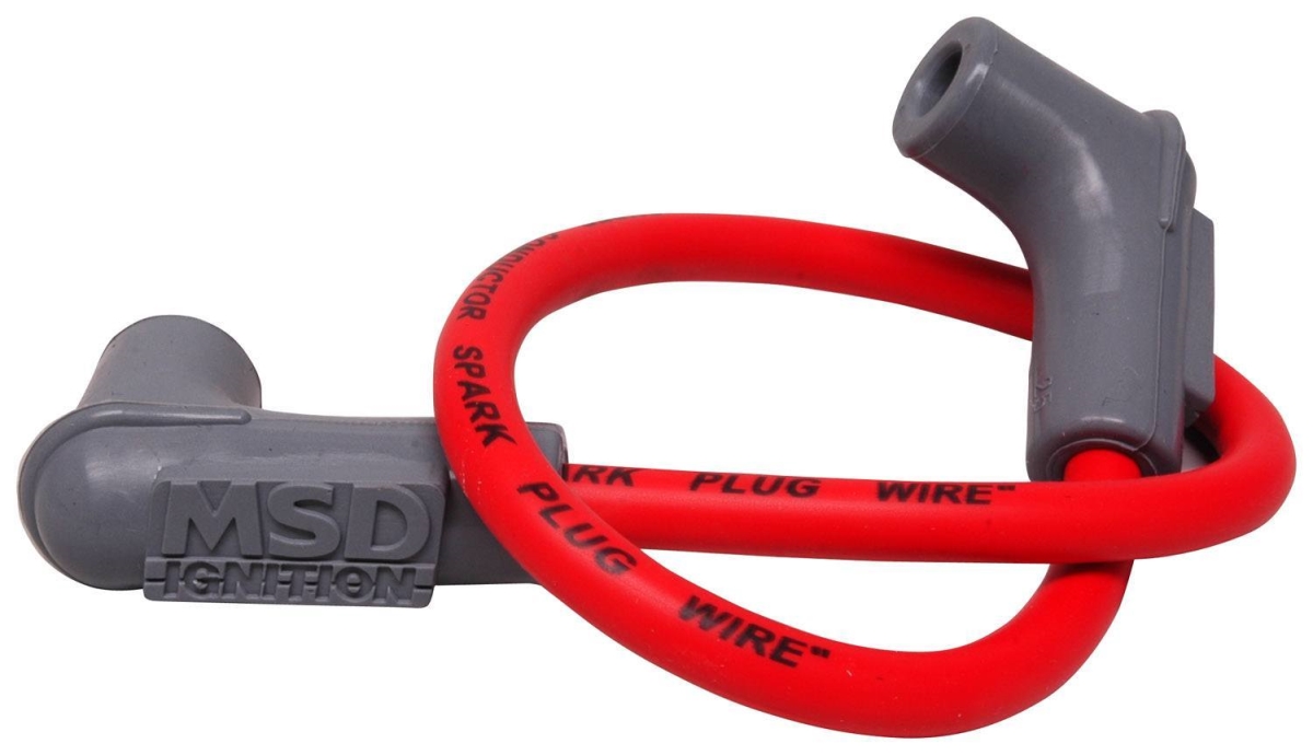 MSD Ignition MSD84059 8.5 mm Super Conductor Coil Wire with 18 in. Long Blaster HEI Style Boot - Red
