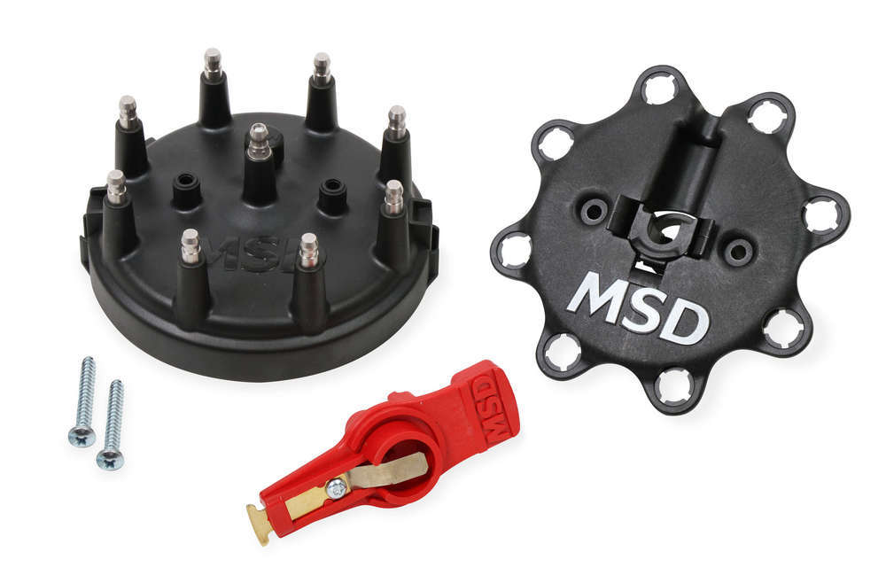 MSD Ignition MSD84823 HEI Style & Brass Terminal Cap & Rotor Kit for 1985-1995 Ford TFI V8 - Black