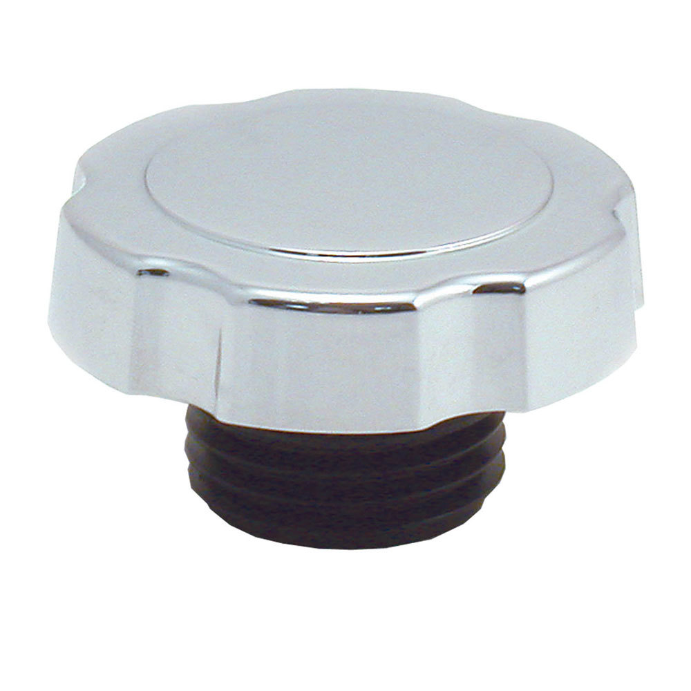 SPE4320 Plastic Screw-On Round Oil Fill Cap with Notched Grip - Chrome