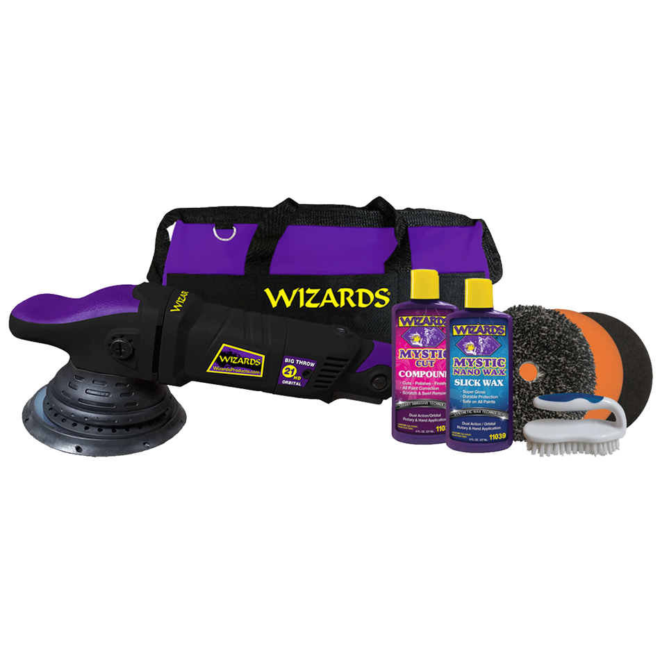 WIZDA21HDKIT 21-Big Throw Polisher Orbital Polisher with 21 mm Dual Action & 1-6 Speed Backing Plate, Black -  WIZARD PRODUCTS