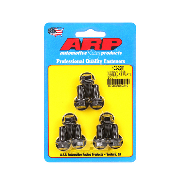 102-2201 8 x 1.25 mm Thread Hex Head High Performance Series Pressure Plate Bolt Kit for Nissan Ford RB26 - Black Oxide