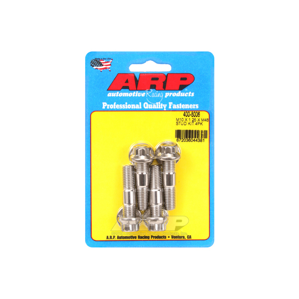 400-8006 10 x 1.25 mm Thread Stud with 1.890 in. Long & 12 Point Nuts, Polished - Set of 4