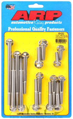 6-Point Hex Head Water Pump Bolt Kit with Long Water Pump for Chevy Ford V8 - Chrome