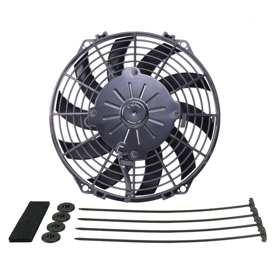 9 in. Electric Standard Cooling Fan with 2 in. Thick Plastic Puller 625 CFM Curved Blade, Black