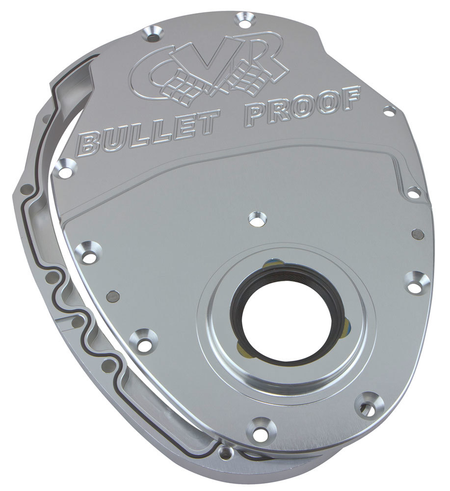 CVRTC2350CL Gaskets & Hardware Seal Timing Cover for Small Block Chevy & GM V6, Clear Anodize - 2 Piece