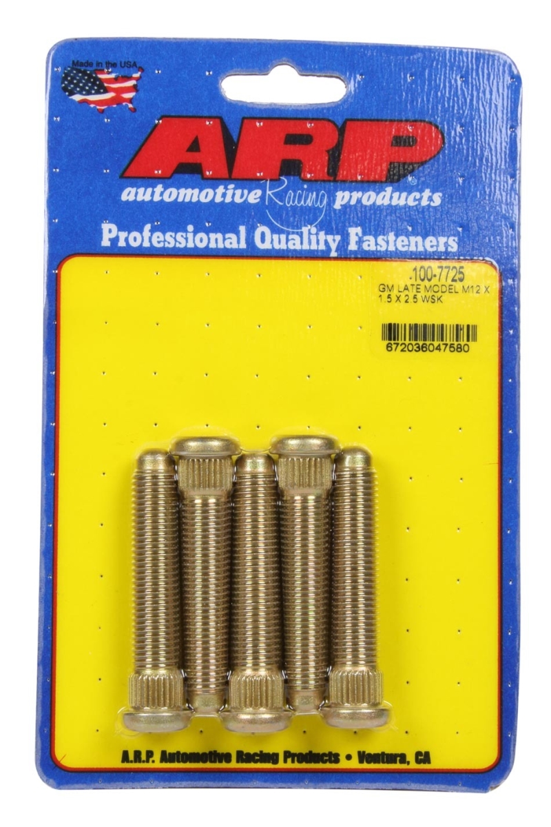 100-7725 12 x 1.50 mm Thread Wheel Stud with 2.5 in. Long & 0.509 in. Knurl, Cadmium - Set of 5