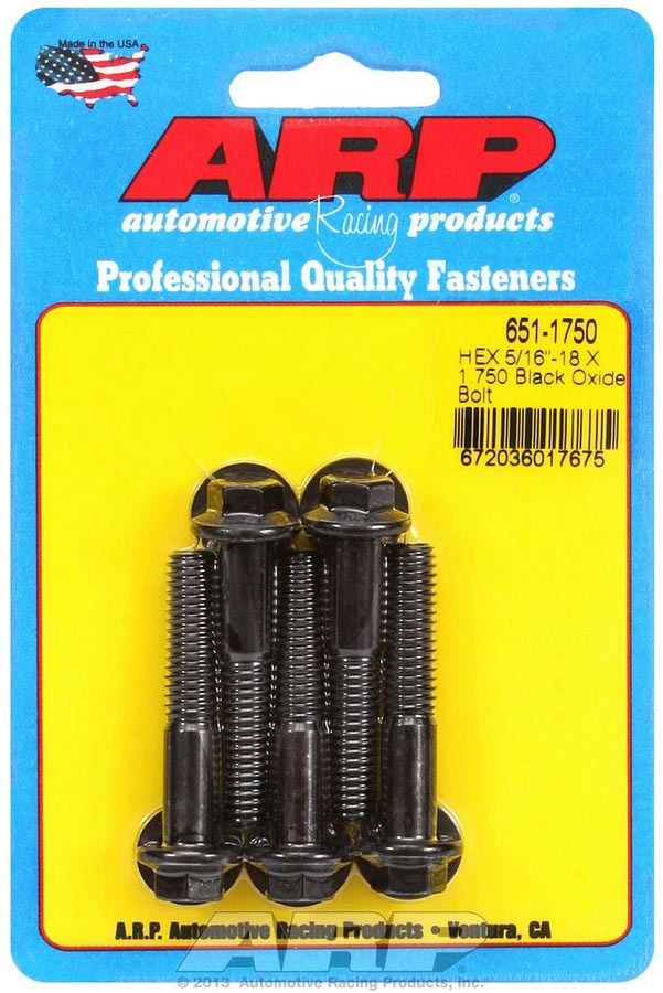 0.312-18 x 1.750 in. Thread Hex Head Bolt, Black Oxide - Set of 5