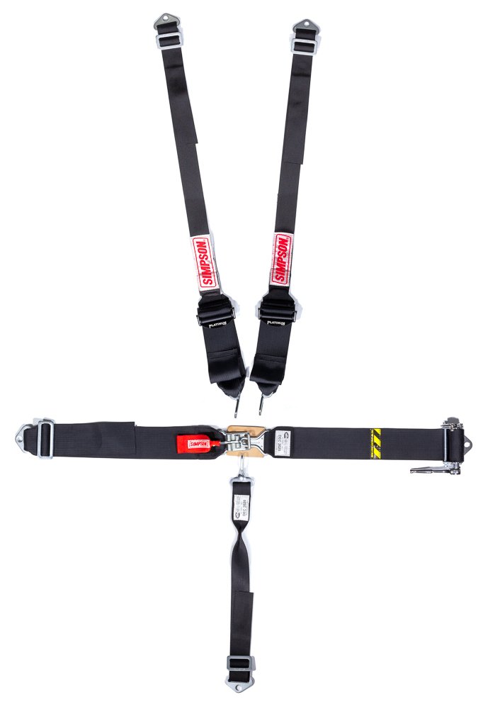 SFI 16.1 Pull Down & Left Side 5-Point Platinum Plus Latch & Link Harness, Black