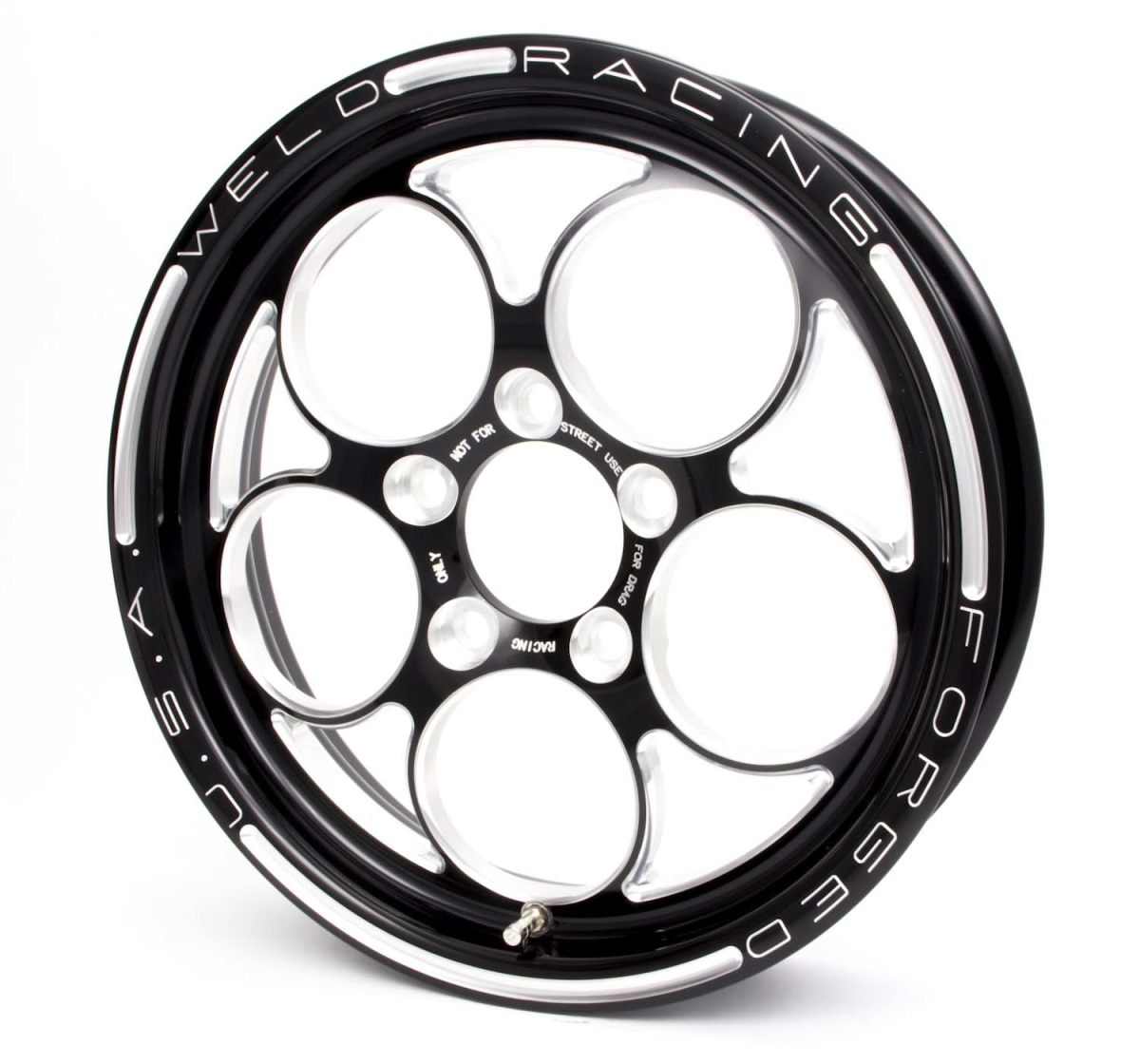 15 x 3.5 in. Magnum Wheel with 2.250 in. Backspace & 5 x 4.50 in. Bolt Pattern, Black Anodize