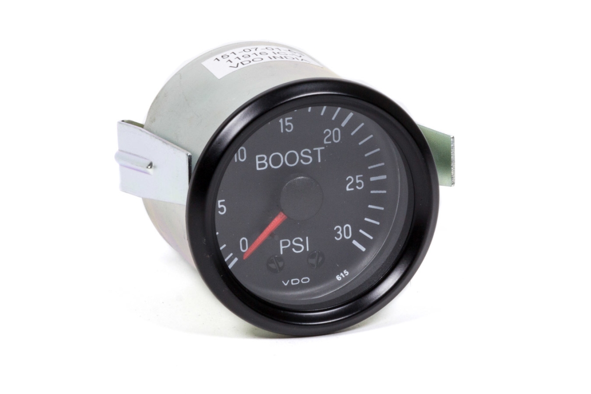 150-052 2.062 in. dia. 0-30PSI Mechanical Cockpit Boost Gauge, Black