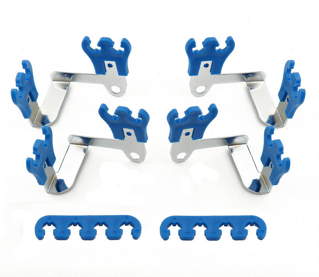 Mr. Gasket MRG9880 7-8 mm Spark Plug Wire Loom - Valve Cover Mount, Chrome & Blue