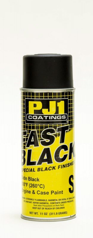 PJ116-SAT 11 oz Fast Black High Temperature Enamel Engine Aerosol Paint, Satin Black