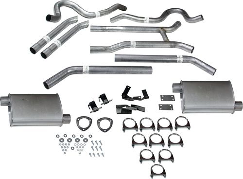 DYN89023 2.5 in. Tailpipe Thrush Turbo Header-Back Exhaust System for 1964-1972 GM A-Body, Aluminized