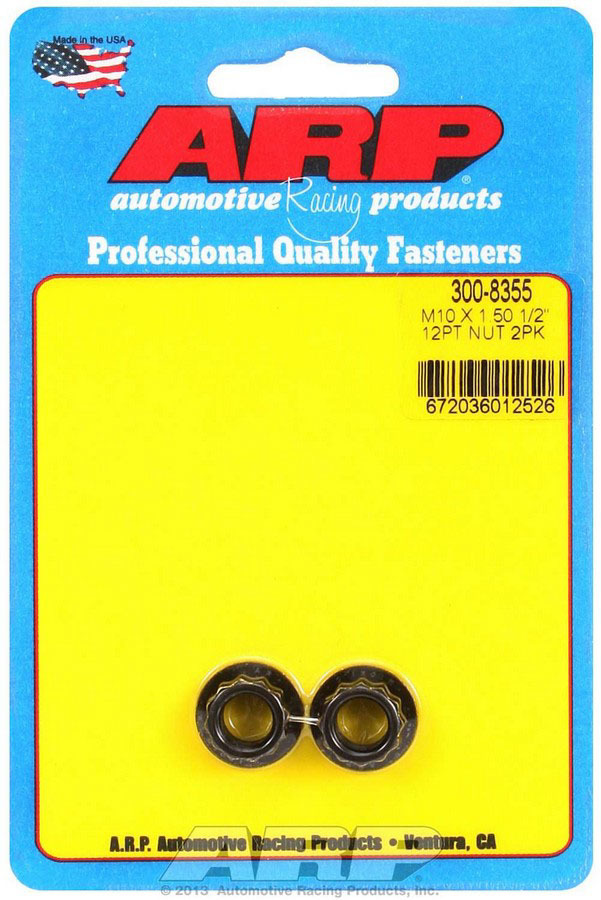 300-8355 10 x 1.50 mm Thread Stainless Steel Nut with 12 Point Head, Black Oxide - Pack of 2