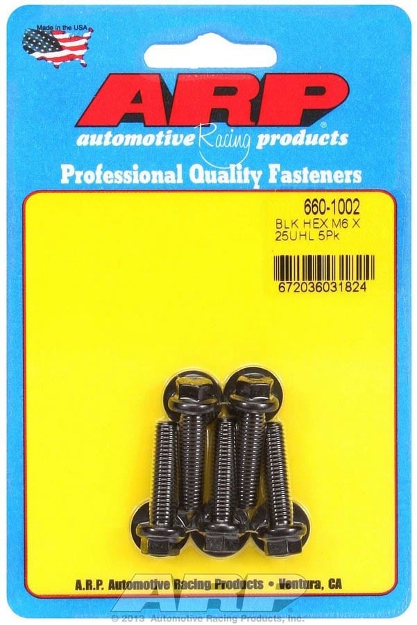 660-1002 6-Point M6 x 1 x 25 Hex Black Oxide Bolt