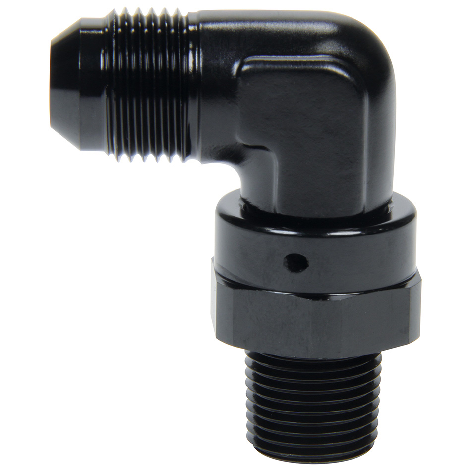 6 x 0.5 in. 90 deg AN to NPT Swivel Adapter Fitting, Black