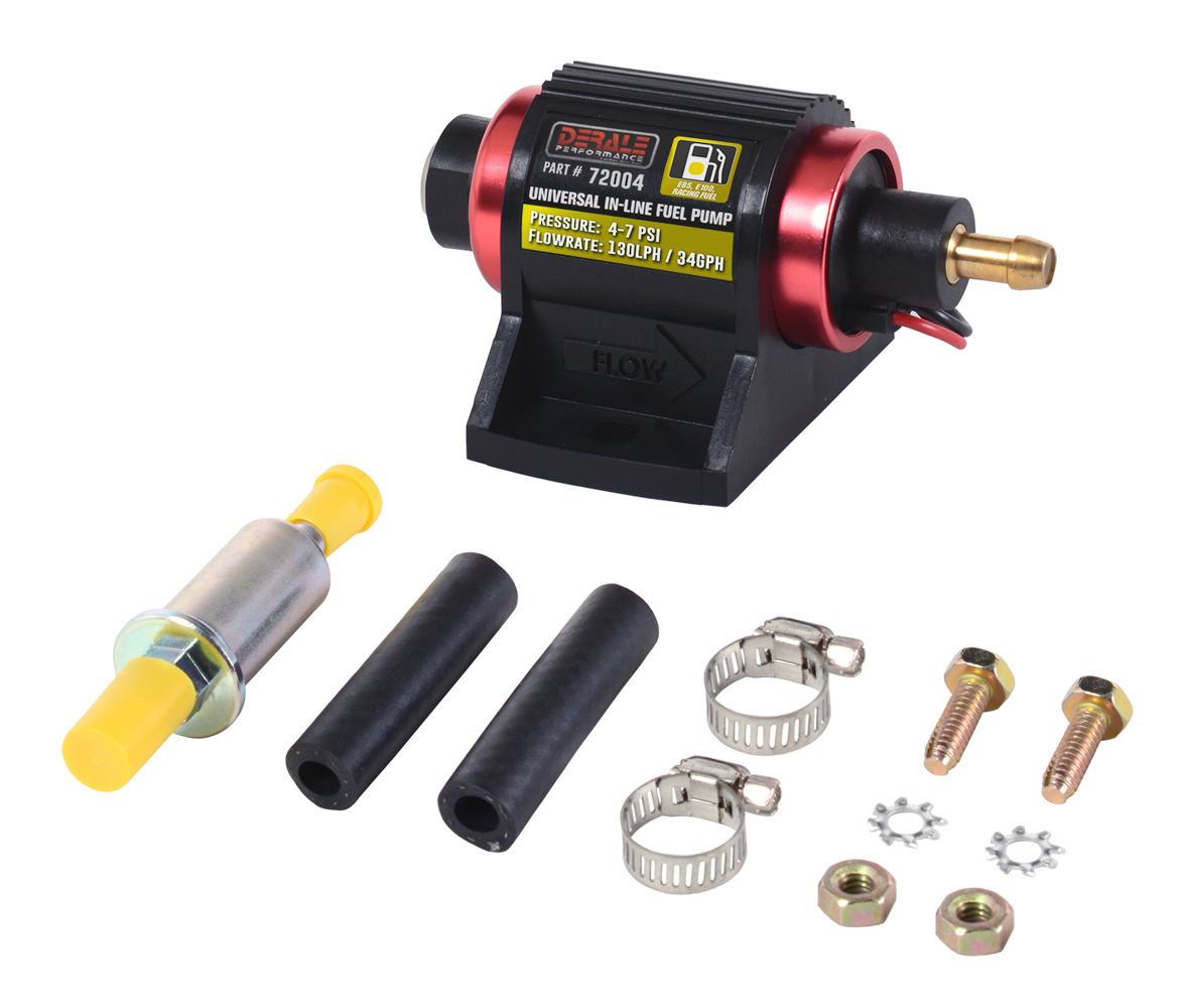 High-Performance In-Line Fuel Pump - Black - 130 LPH - Includes Installation Hardware